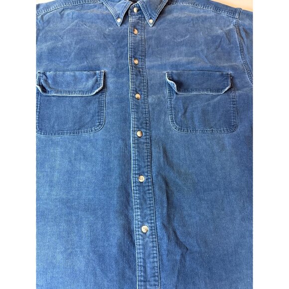Vintage Eddie Baver Blue Corduroy Button-Down Shirt With Pockets For Men large s - Picture 3 of 12